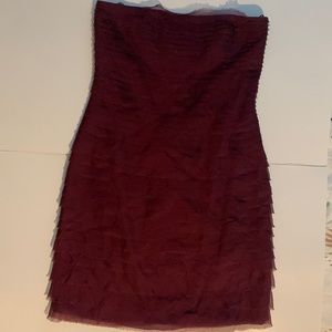 Alice + Olivia 100% silk maroon ruffle mini dress